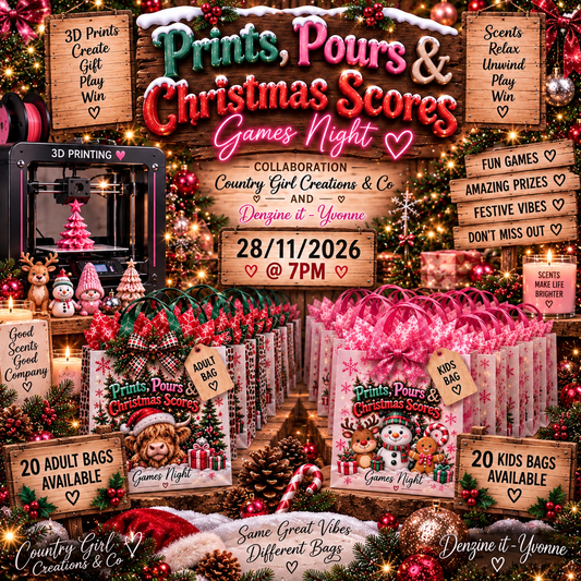 Prints, Pour & Christmas Score's Games Bags